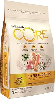 Wellness CORE Sterilised Original – Trockenfutter für sterilisierte Katzen, getreidefrei, mit Truthahn und Huhn